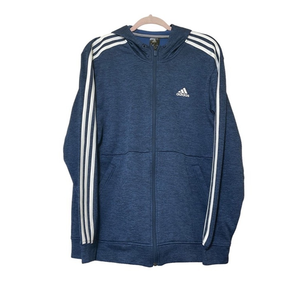 ADIDAS Mens Blue Med Zip Up Hooded‎ Jacket Climawarm